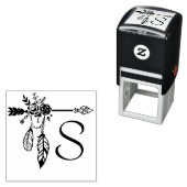 Boho Floral Roos Arrow Monogram Initiaal Zelfinktende Stempel (In situ)