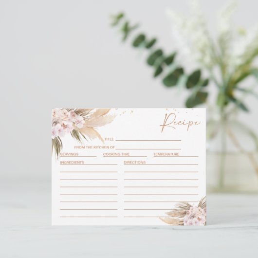 Boho Floral Roos Gold Vrijgezellenfeest Recipe Kaa Briefkaart (Staand voorkant)