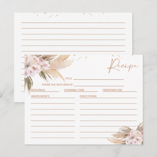 Boho Floral Roos Gold Vrijgezellenfeest Recipe Kaa Briefkaart (Voorkant / Achterkant)