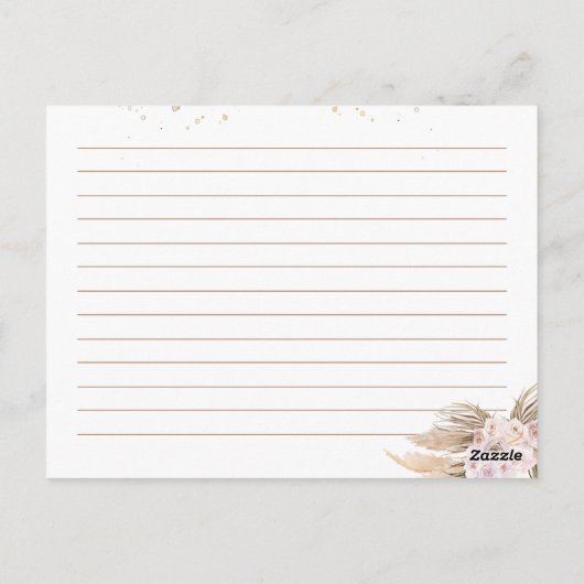 Boho Floral Roos Gold Vrijgezellenfeest Recipe Kaa Briefkaart (Achterkant)