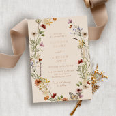 Boho Floral Roos Gold Wedding Folie Folie Uitnodiging