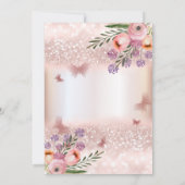 Boho floral Roos gouden glitterjurk vlinder Kaart (Achterkant)