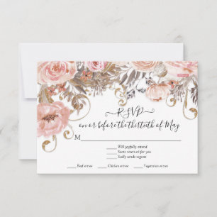 Boho Floral Roses Earth Tone RSVP Response