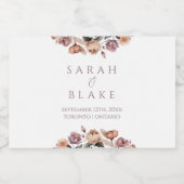 Boho Floral Roze Rose Wedding Mini Sparkling Wijnetiket (Enkel label)