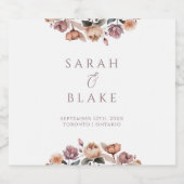 Boho Floral Roze Rose Wedding Mousserende Wijn Lab Sparkling Wijnetiket (Enkel label)