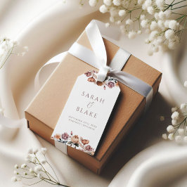 Boho Floral Roze Rozen Tuin Huwelijk Cadeaulabel