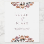 Boho Floral Roze Rozen Tuin Trouwwijn Label Wijn Etiket (Enkel label)