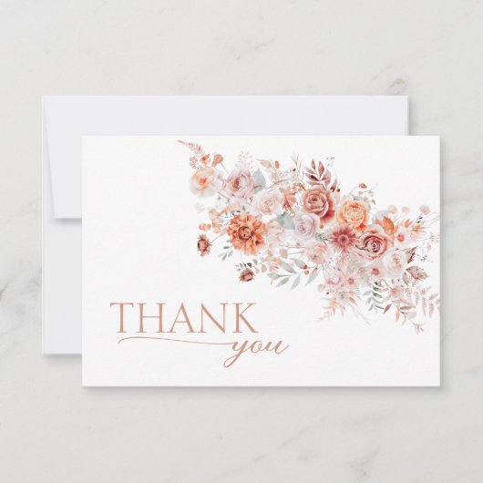 Boho Floral Roze Sinaasappels Baby shower Bedankkaart (Voorkant)