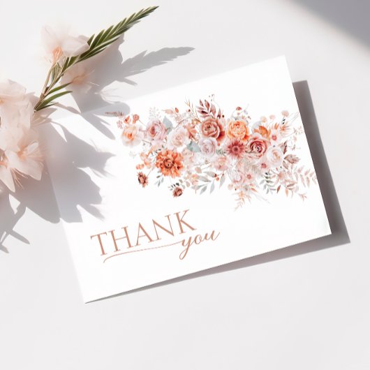 Boho Floral Roze Sinaasappels Baby shower Bedankkaart