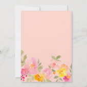 Boho Floral Roze Waterverf Script Foto Sweet 16 Kaart (Achterkant)