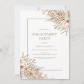 Boho Floral Rozen Pampas Grass Verloving Kaart (Voorkant)