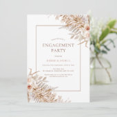 Boho Floral Rozen Pampas Grass Verloving Kaart (Staand voorkant)