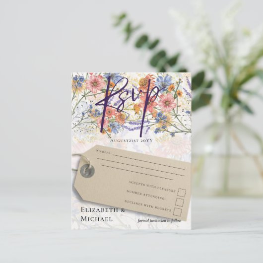 Boho Floral RSVP Briefkaart (Staand voorkant)