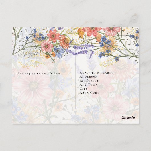 Boho Floral RSVP Briefkaart (Achterkant)