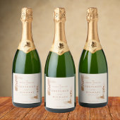 Boho Floral Rust Ivory Wedding Favor Sparkling Wijnetiket