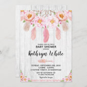 Boho Floral Rustic Baby shower Invitation Girl Kaart (Voorkant / Achterkant)