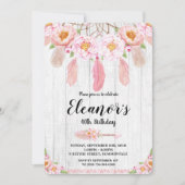 Boho Floral Rustic Birthday Uitnodiging (Voorkant)