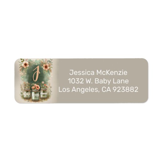 Boho Floral Rustic Floral Mason Jar Baby shower Etiket (Voorkant)