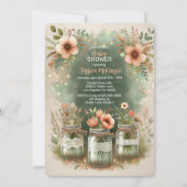 Boho Floral Rustic Floral Mason Jar Baby shower Kaart (Voorkant)