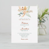 Boho Floral Rustic Green Gold Bronze Wedding Folie Uitnodiging (Staand Voorkant)