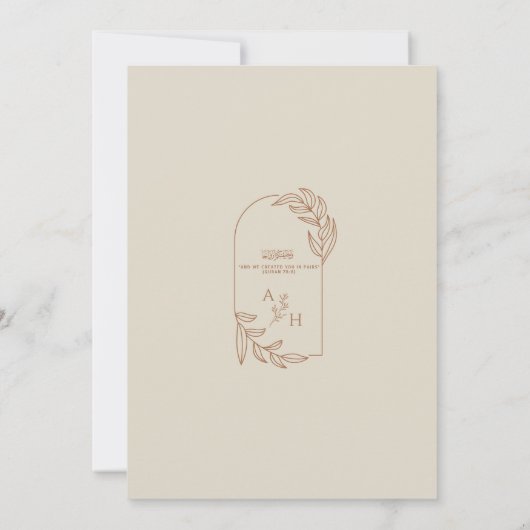 Boho Floral Rustic Monogram Islamitische bruiloft Kaart (Achterkant)