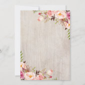 Boho Floral Rustic Wood Roos Vrijgezellenfeest Kaart (Achterkant)