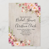 Boho Floral Rustic Wood Roos Vrijgezellenfeest Kaart (Voorkant / Achterkant)