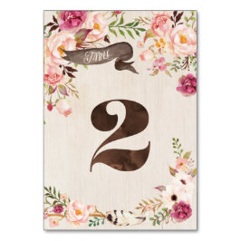 Boho Floral Rustiek Trouwtafel Nummer Kaart