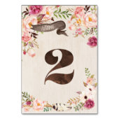 Boho Floral Rustiek Trouwtafel Nummer Kaart (Voorkant)