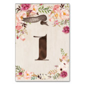 Boho Floral Rustiek Trouwtafel Nummer Kaart (Achterkant)