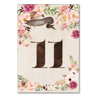 Boho Floral Rustiek Trouwtafel Nummer Kaart 11