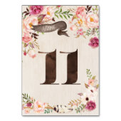 Boho Floral Rustiek Trouwtafel Nummer Kaart 11 (Achterkant)