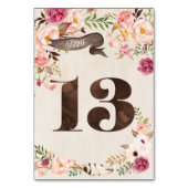 Boho Floral Rustiek Trouwtafel Nummer Kaart 13 (Achterkant)