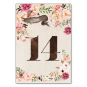 Boho Floral Rustiek Trouwtafel Nummer Kaart 14 (Achterkant)