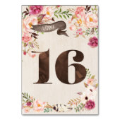 Boho Floral Rustiek Trouwtafel Nummer Kaart 16 (Voorkant)