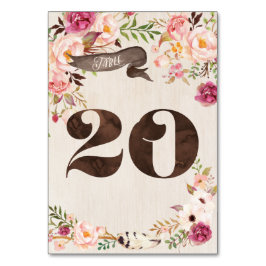 Boho Floral Rustiek Trouwtafel Nummer Kaart 20