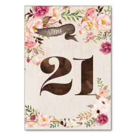 Boho Floral Rustiek Trouwtafel Nummer Kaart 21