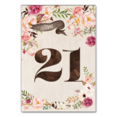 Boho Floral Rustiek Trouwtafel Nummer Kaart 21 (Achterkant)