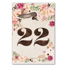 Boho Floral Rustiek Trouwtafel Nummer Kaart 22