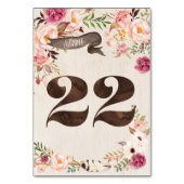 Boho Floral Rustiek Trouwtafel Nummer Kaart 22 (Achterkant)
