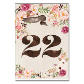 Boho Floral Rustiek Trouwtafel Nummer Kaart 22 (Voorkant)