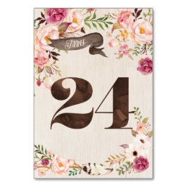 Boho Floral Rustiek Trouwtafel Nummer Kaart 24