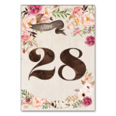 Boho Floral Rustiek Trouwtafel Nummer Kaart 28 (Voorkant)