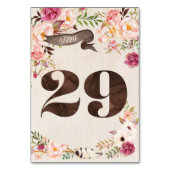 Boho Floral Rustiek Trouwtafel Nummer Kaart 29 (Voorkant)