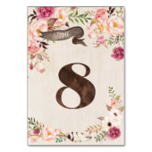 Boho Floral Rustiek Trouwtafel Nummer Kaart 8 (Achterkant)