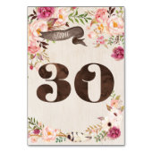 Boho Floral Rustieke Trouwtafel Nummer Kaart 30 (Achterkant)