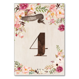 Boho Floral Rustieke Trouwtafel Nummer Kaart 4