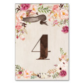 Boho Floral Rustieke Trouwtafel Nummer Kaart 4 (Achterkant)