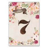 Boho Floral Rustieke Trouwtafel Nummer Kaart 7 (Achterkant)