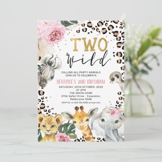 Boho Floral Safari 2 Wilde 2e verjaardag Kaart (Staand voorkant)